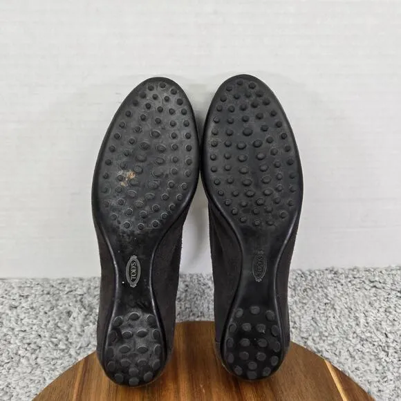 Tod's Black Suede Tie Tassel Casual Lifestyle Ballet Driving Flats Womens 38