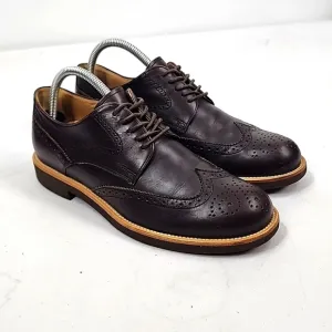 Tod's Brogue Derby Oxford Wingtip Shoes Brown Leather Italy US 7