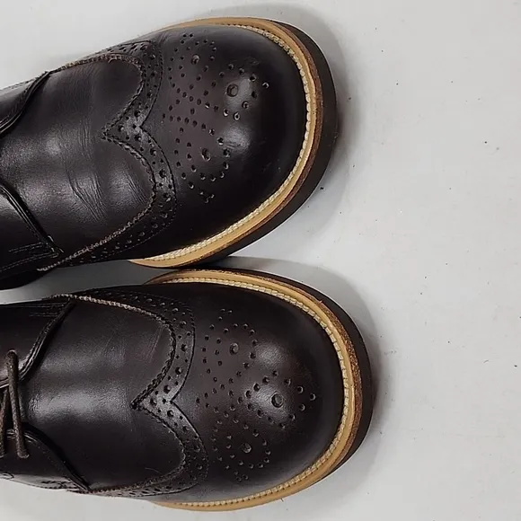 Tod's Brogue Derby Oxford Wingtip Shoes Brown Leather Italy US 7