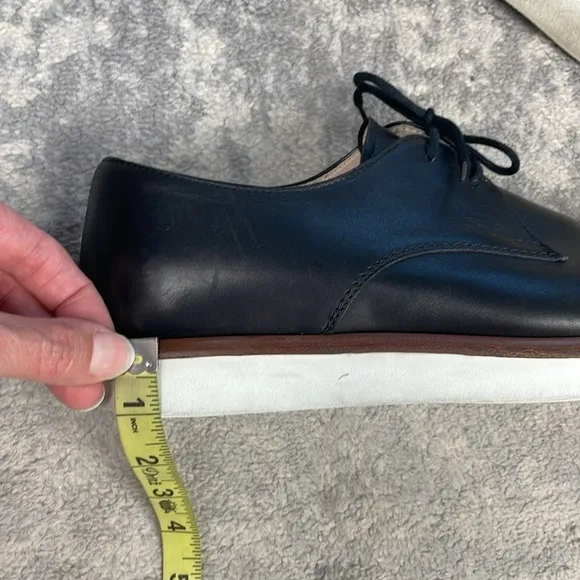 Tods Leather Lace Up Derby Oxford Shoes Black Platform Preppy Sz 39