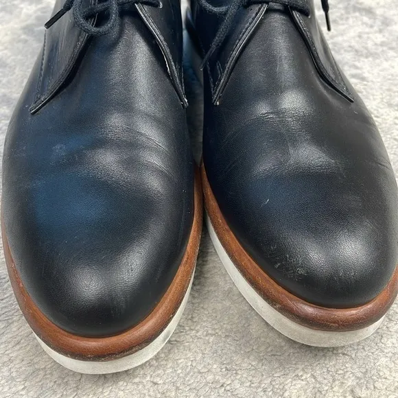 Tods Leather Lace Up Derby Oxford Shoes Black Platform Preppy Sz 39