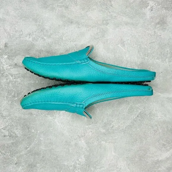 Tod's Limited Edition Teal Ferrari Leather Gommino Slip On Driving Flats Sz 9.5