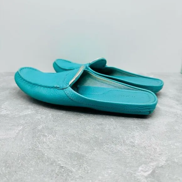 Tod's Limited Edition Teal Ferrari Leather Gommino Slip On Driving Flats Sz 9.5