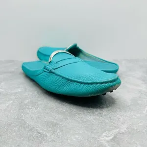 Tod's Limited Edition Teal Ferrari Leather Gommino Slip On Driving Flats Sz 9.5