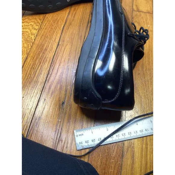 TODS TOD MENS BLACK LEATHER OXFORD CASUAL SHOES Size 10.5