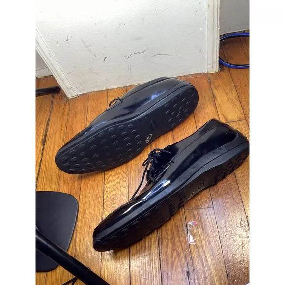 TODS TOD MENS BLACK LEATHER OXFORD CASUAL SHOES Size 10.5