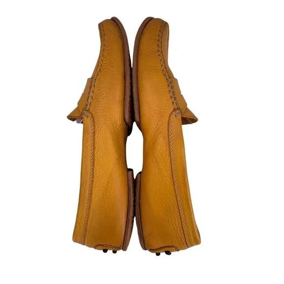 TOD's Yellow Pebbled Leather Driving Moccasins Size 38 Penny Loafers