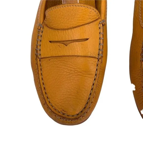 TOD's Yellow Pebbled Leather Driving Moccasins Size 38 Penny Loafers