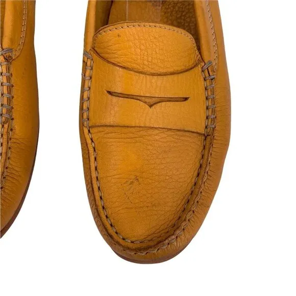 TOD's Yellow Pebbled Leather Driving Moccasins Size 38 Penny Loafers