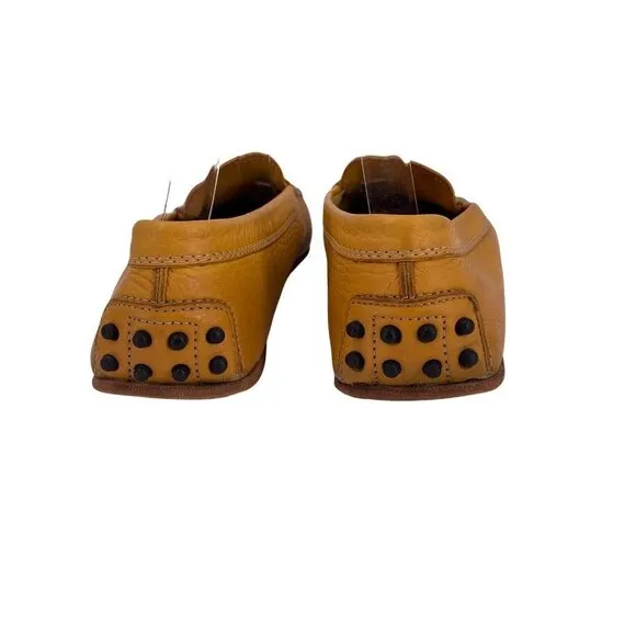 TOD's Yellow Pebbled Leather Driving Moccasins Size 38 Penny Loafers