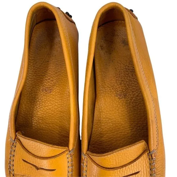 TOD's Yellow Pebbled Leather Driving Moccasins Size 38 Penny Loafers