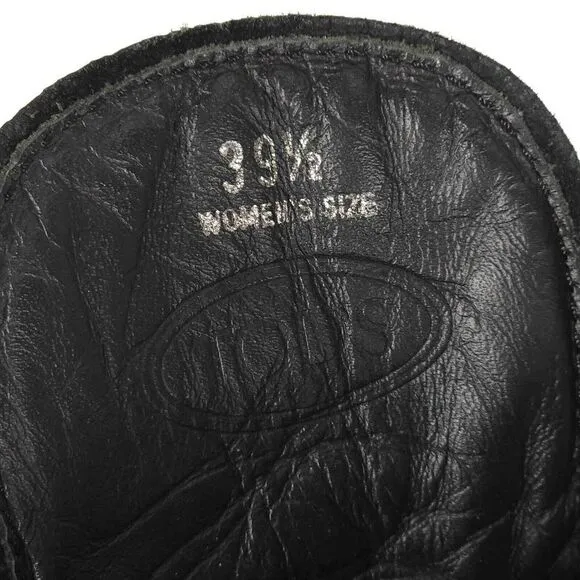 Tod's Women's US8,5-9 Black Leather Lace-up Cap Toe Vibram Sole Combat Boots