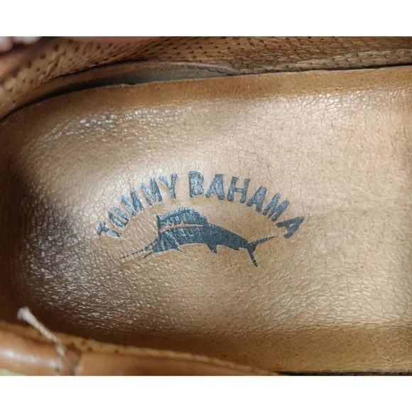 Tommy Bahama Men's Boat Shoes Slip-on Size 12 Brown Leather Loafers.