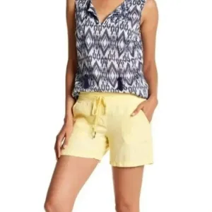 Tommy Bahama New Size 0 Two Palms 5 inch Drawstring Linen Shorts in Soft Yellow