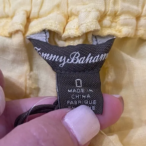 Tommy Bahama New Size 0 Two Palms 5 inch Drawstring Linen Shorts in Soft Yellow