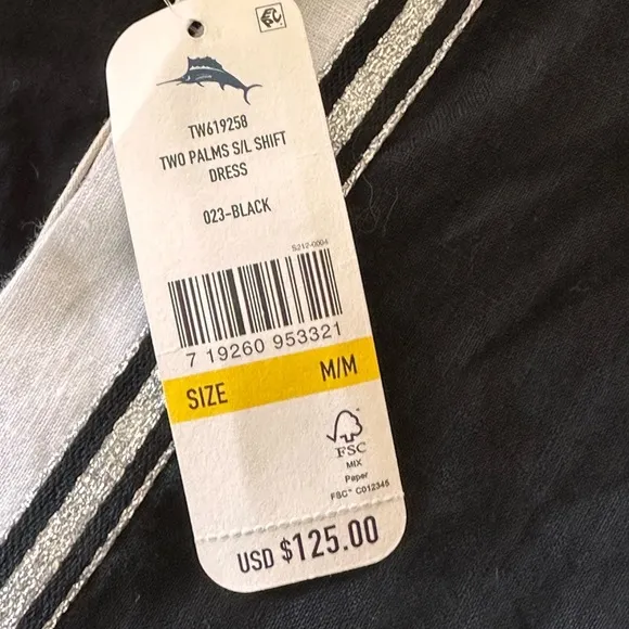 Tommy Bahama NWT Size M Two Palms black Linen Shift Dress