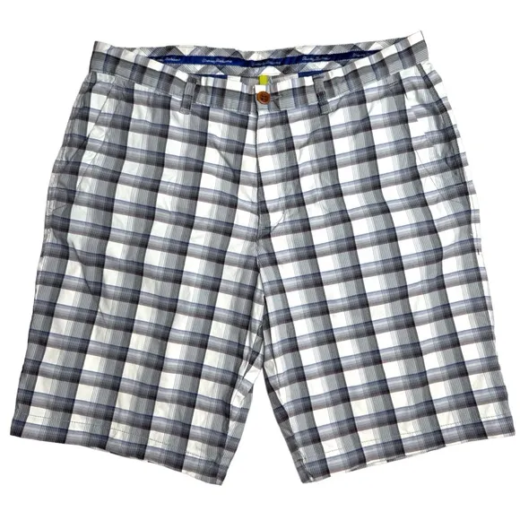 Tommy Bahama Plaid Stretch Shorts Preppy Classic Nautical Coastal Beach Bum Golf
