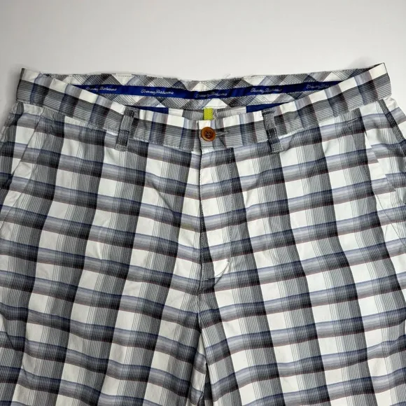Tommy Bahama Plaid Stretch Shorts Preppy Classic Nautical Coastal Beach Bum Golf