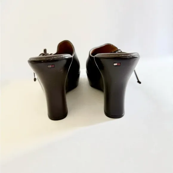 Tommy Girl Hilfiger Vintage 90s Y2K Chunky Clog Leather Platform Wedges