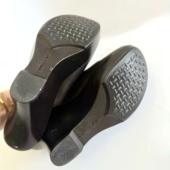 Tommy Girl Hilfiger Vintage 90s Y2K Chunky Clog Leather Platform Wedges