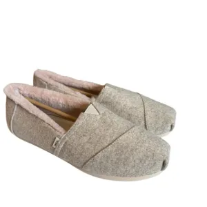 Toms Alpargata Natural Two Tone Cozy Gray Pink Slip-On Shoes Plush Lining 8.5