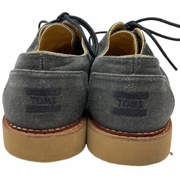 TOMS Brogue Gray Fabric Wingtip Oxford Lace Up Mens Dress Shoes US 11.5 EUC