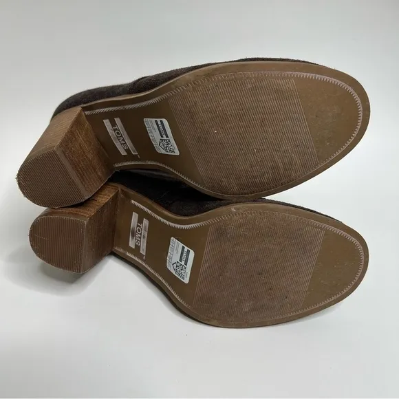 Toms Brown Suede &amp; Fabric Rounded Lace Up Boots size 8.5
