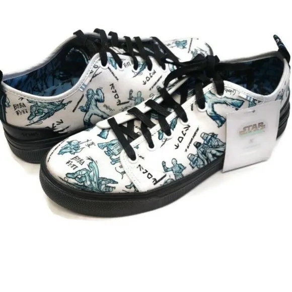 TOMS Classic Slip On Sneaker Shoes Mens Sz 8.5 Star Wars Character Print White