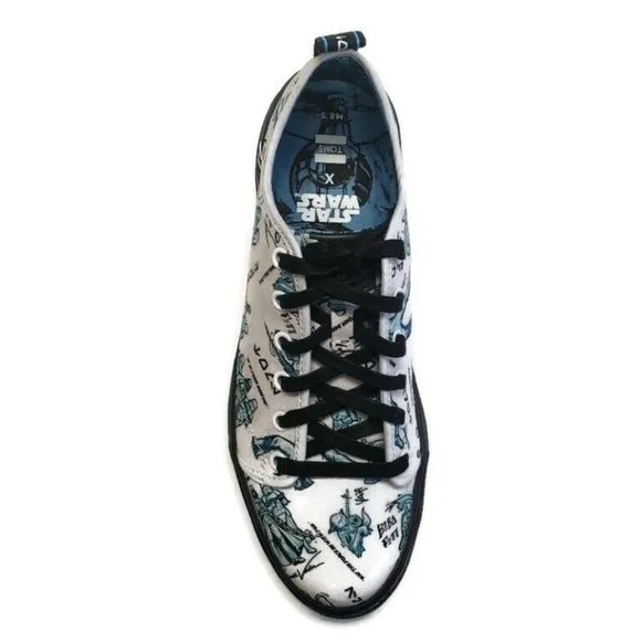 TOMS Classic Slip On Sneaker Shoes Mens Sz 8.5 Star Wars Character Print White