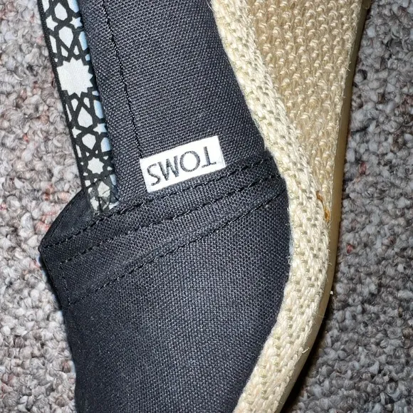 TOMS in box Michelle black wedges, peep toe size 8​
