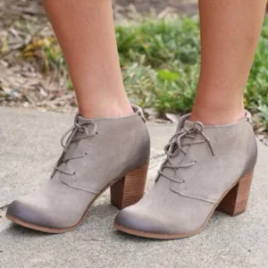 Toms women’s lunata lace up booties taupe