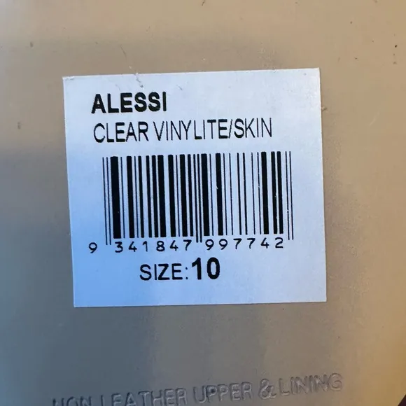 Tony Bianco Alessi Lucite Wedge Mule Sandals 10 Open Toe Clear Vinylite Skin