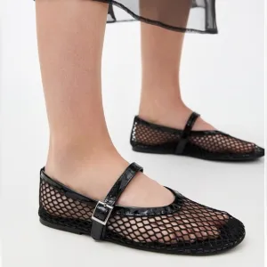Tony Bianco Mia Mesh Flats - Black Patent