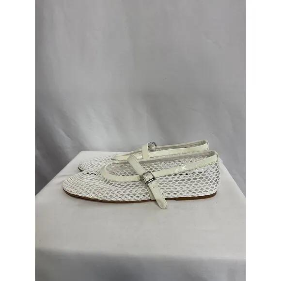 Tony Bianco 'Mia' White Patent Leather &amp; Mesh Flats Size 9.5