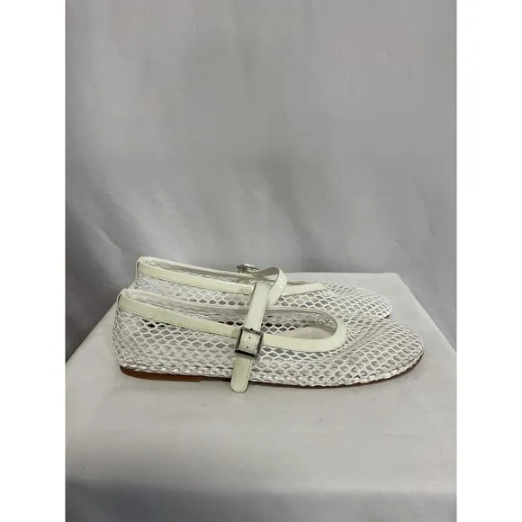 Tony Bianco 'Mia' White Patent Leather &amp; Mesh Flats Size 9.5