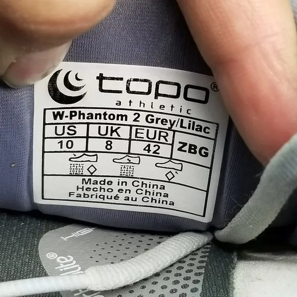Topo Shoes Womens Size 10 Phantom 2 Gray Lace Up Athletic Running Sneakers