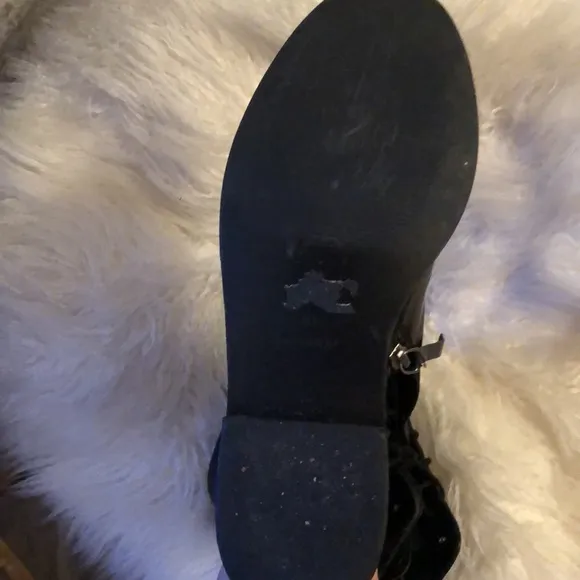 TOPSHOP Black Metal Silver Toe Lace Up Boots