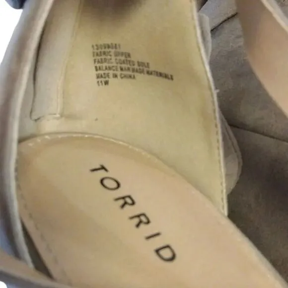 Torrid Taupe Faux Suede Strappy Wrap Platform Wedge Sandals Size 11W