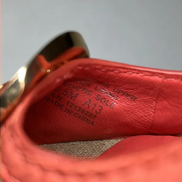 Tory Burch Amanda Off White/Pink Leather And Canvas PepToes Wedges Woman’s 6.5M
