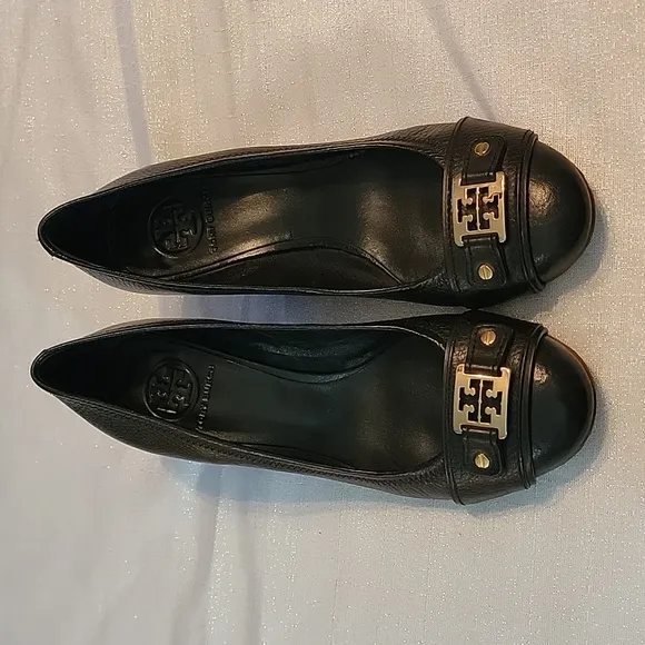 Tory Burch Black Natalya Mid Wedges Women's Size 9.5