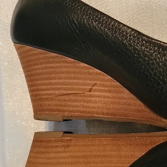 Tory Burch Black Natalya Mid Wedges Women's Size 9.5