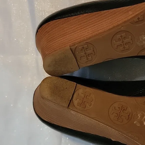 Tory Burch Black Natalya Mid Wedges Women's Size 9.5