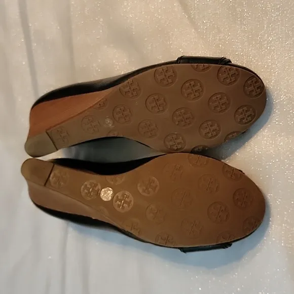 Tory Burch Black Natalya Mid Wedges Women's Size 9.5