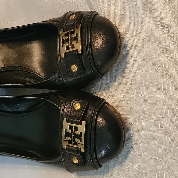 Tory Burch Black Natalya Mid Wedges Women's Size 9.5