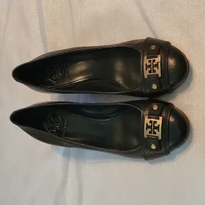 Tory Burch Black Natalya Mid Wedges Women's Size 9.5