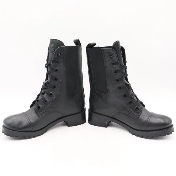 Tory Burch Broome Lace Up Black Leather Combat Boots‎ Womens Size 6M US