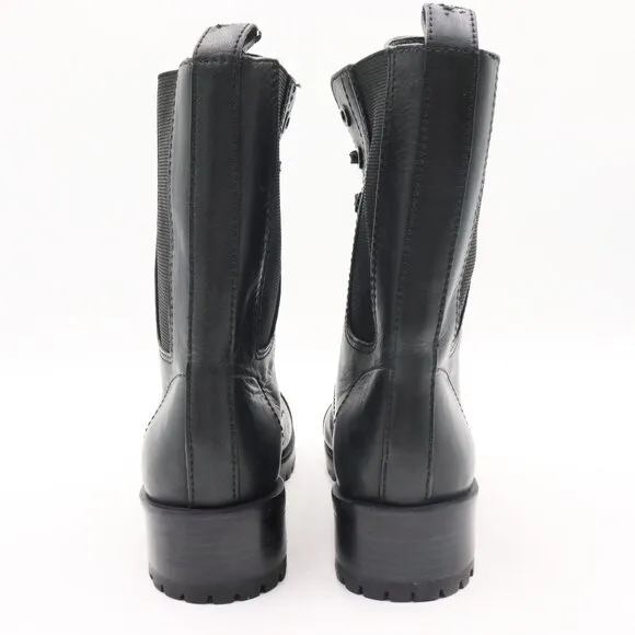 Tory Burch Broome Lace Up Black Leather Combat Boots‎ Womens Size 6M US