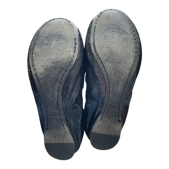 TORY BURCH Caroline Classic Patent Leather Black Round Toe Ballet Flats 5.5