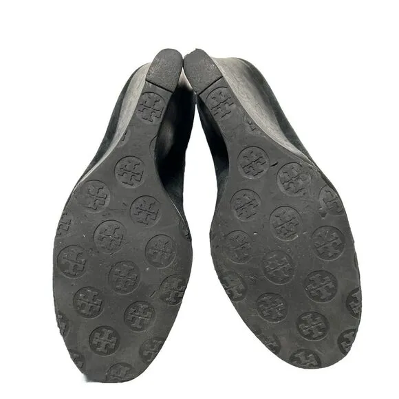 Tory Burch Closed Toe Suede Wedges - 9.5
