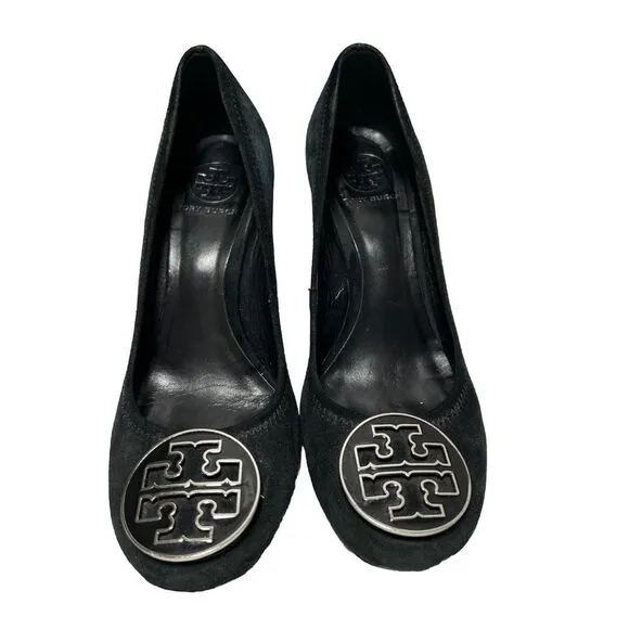 Tory Burch Closed Toe Suede Wedges - 9.5